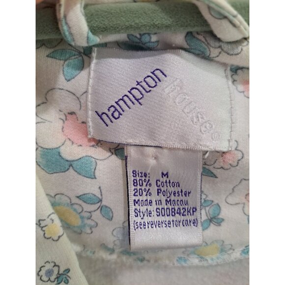 Hampton House Floral Print Womens Robe Pockets Belt Medium Vtg Women's Cottage - Picture 2 of 8